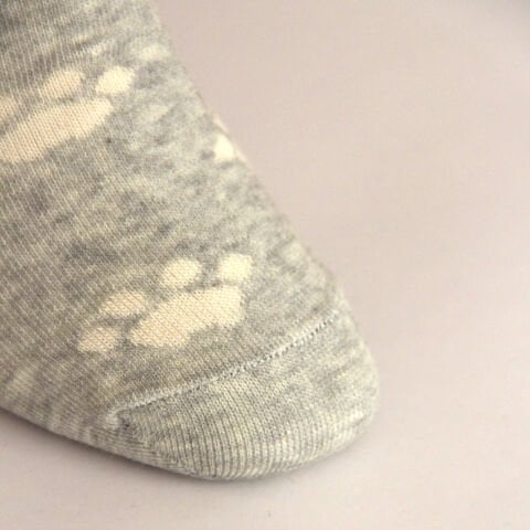 Kedi ve Pati Desenli Kısa Patik Bilek Kadın Çorabı Gri Renkli