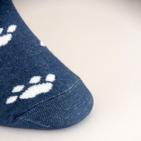 Kedi ve Pati Desenli Kısa Patik Bilek Kadın Çorabı Mavi Renkli