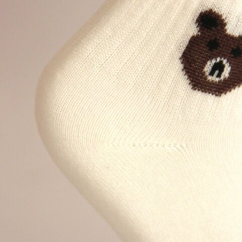 Kırık Beyaz Ayı Desenli Patik Kadın Çorabı