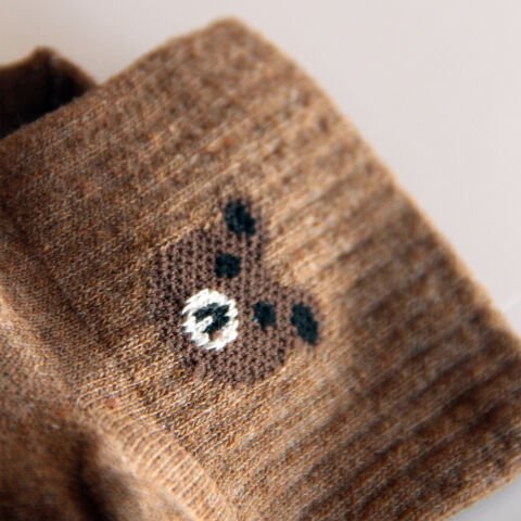 Kahverengi Ayı Desenli Patik Kadın Çorabı