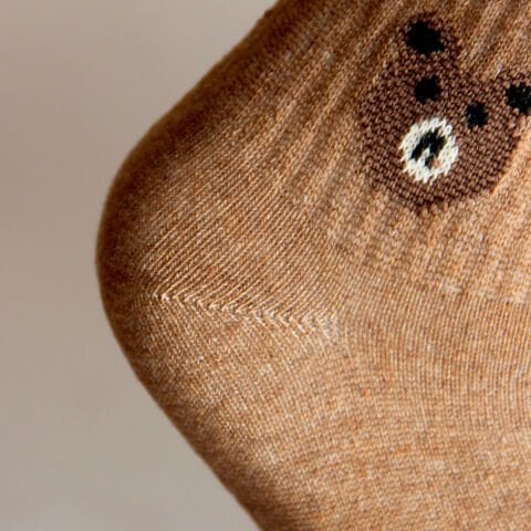 Kahverengi Ayı Desenli Patik Kadın Çorabı