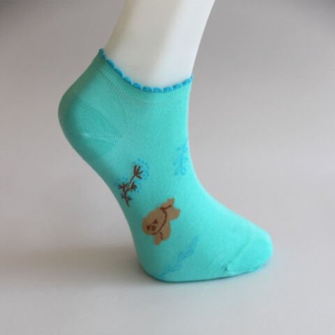 Dikişsiz Yeşil Renkli Desenli Kadın Patik Çorabı