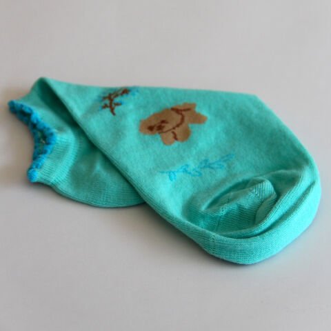 Dikişsiz Yeşil Renkli Desenli Kadın Patik Çorabı