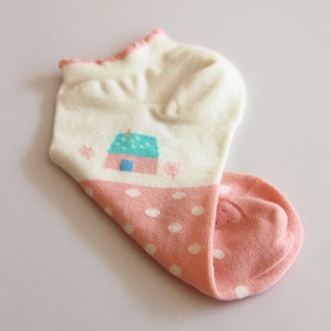 Dikişsiz Pembe Kırık Beyaz Renkli Desenli Kadın Patik Çorabı