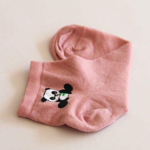 Bambu Dikişsiz Pembe Renkli Emojili Kadın Patik Çorabı