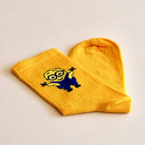 Minions Emojili Unisex Sarı Renkli Uzun Çılgın Çorap