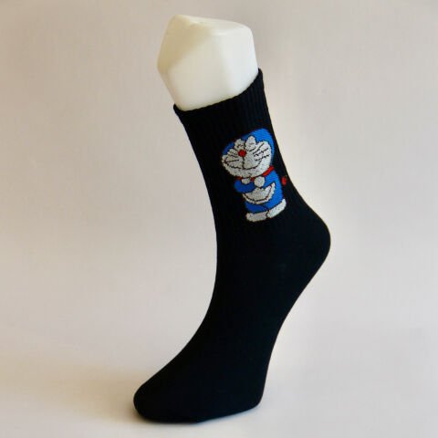 Doraemon Kawaii Karakterli Unisex Siyah Renkli Uzun Çılgın Çorap