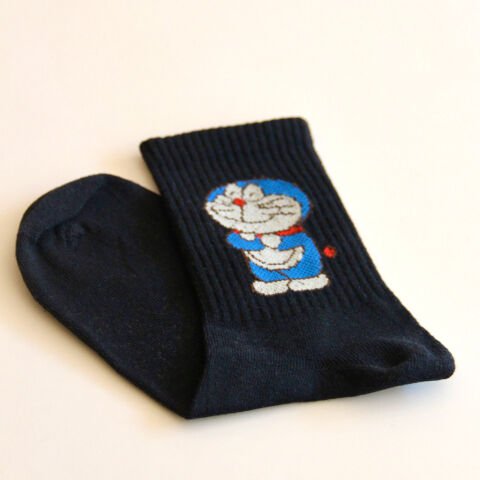 Doraemon Kawaii Karakterli Unisex Siyah Renkli Uzun Çılgın Çorap