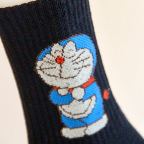 Doraemon Kawaii Karakterli Unisex Siyah Renkli Uzun Çılgın Çorap