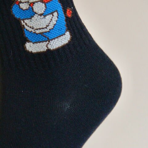 Doraemon Kawaii Karakterli Unisex Siyah Renkli Uzun Çılgın Çorap
