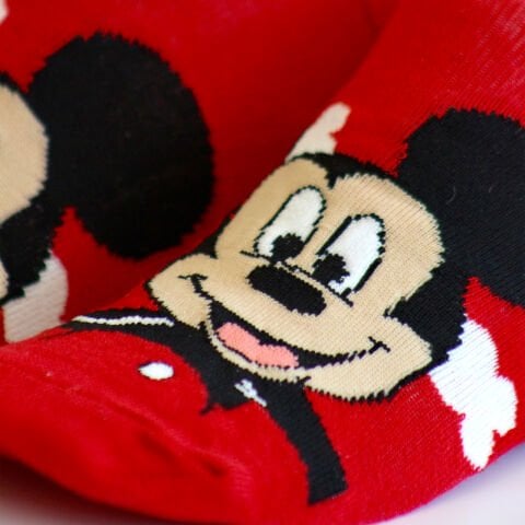 Mickey Mouse Karakterli Unisex Kırmızı Kısa Çorap