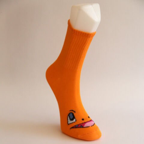 Gülen Yüz Temalı Unisex Turuncu Uzun Çorap