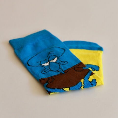 Squidward Karakter Desenli Unisex Uzun Kolej Çorap