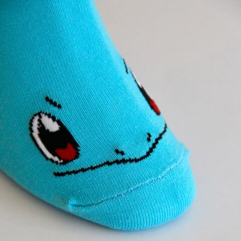 Gülen Yüz Temalı Unisex Turkuaz Renkli Uzun Çorap