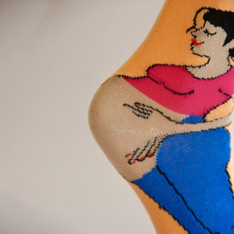 Hamile Kadın Tasarım Desenli Turuncu Unisex Soket Çorap