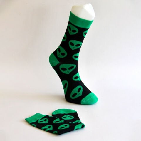 Unisex Yetişkin Uzaylı İşlemeli Soket Çorap