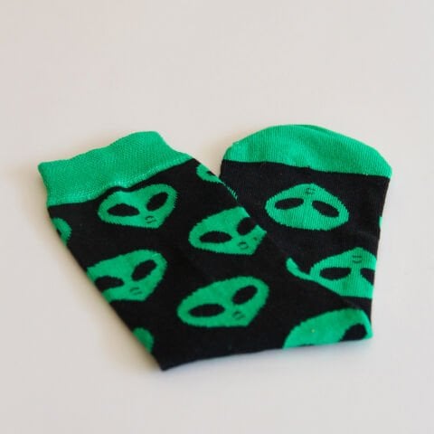 Unisex Yetişkin Uzaylı İşlemeli Soket Çorap