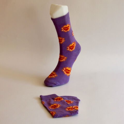 Chupa Chups Yazılı Mor Renkli Unisex Soket Çorap