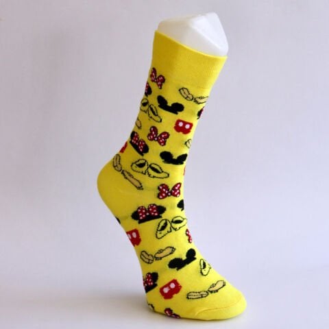 Emoji Temalı Unisex Sarı Renk Soket Çorap