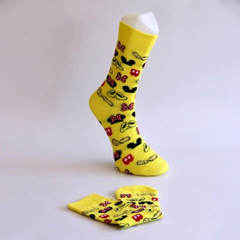 Emoji Temalı Unisex Sarı Renk Soket Çorap