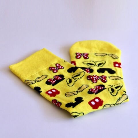 Emoji Temalı Unisex Sarı Renk Soket Çorap