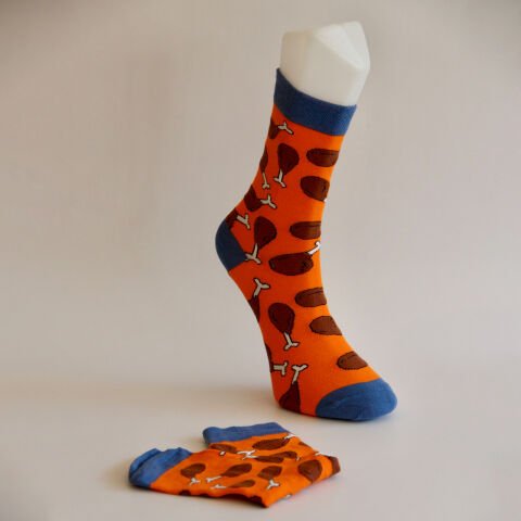 Desenli Unisex Turuncu Renkli Soket Çorap