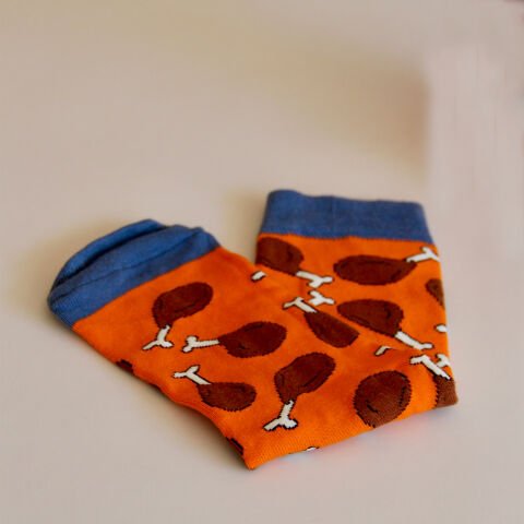 Desenli Unisex Turuncu Renkli Soket Çorap