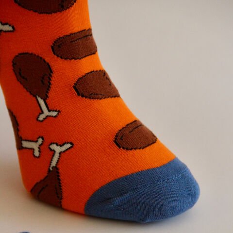 Desenli Unisex Turuncu Renkli Soket Çorap