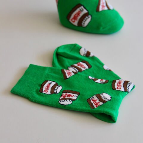 Nutella Desenli Unisex Yeşil Renkli Soket Çorap