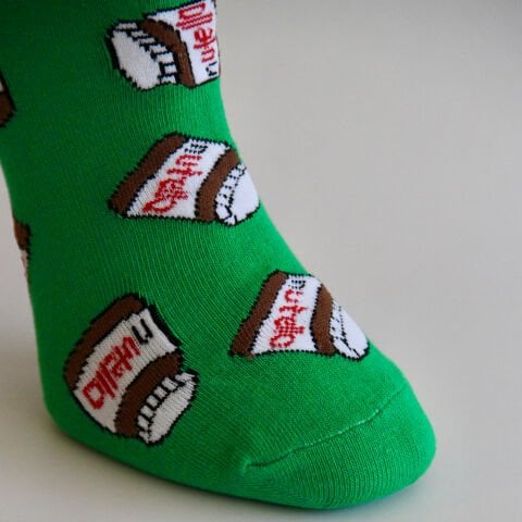 Nutella Desenli Unisex Yeşil Renkli Soket Çorap