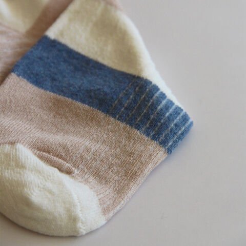 Kahverengi Mavi Çizgili Kadın Patik Çorabı