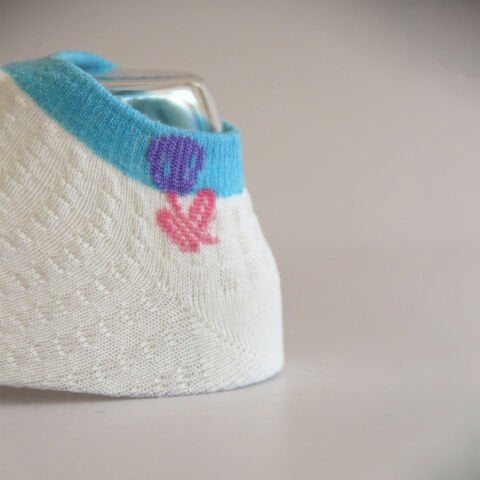 Desenli Kırık Beyaz Kadın Patik Çorabı