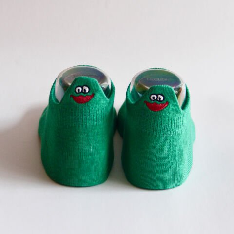 Yeşil Renkli Emojili Kadın Kısa Patik Çorap