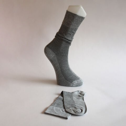 Erkek Dikişsiz Burun Bambu Uzun Çorap - Gri