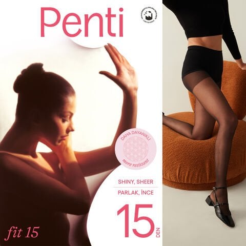 Penti Fit 15 Siyah Külotlu Çorap