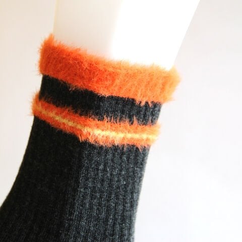 Dikişsiz Turuncu Çizgili Kadın Patik Çorap – Füme Renkli