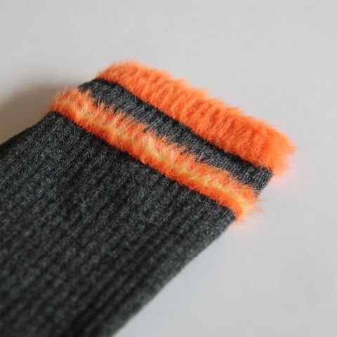 Dikişsiz Turuncu Çizgili Kadın Patik Çorap – Füme Renkli