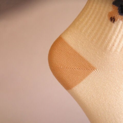 Ayı Desenli Kadın Çorap – Krem