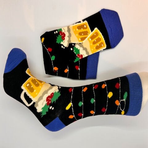 Köpüklü Bira Bardak Desenli Unisex Yılbaşı Çorabı