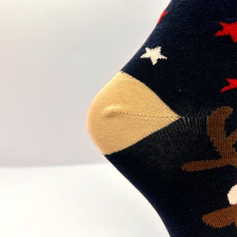 Geyik Desenli Unisex Yılbaşı Çorabı – Mavi