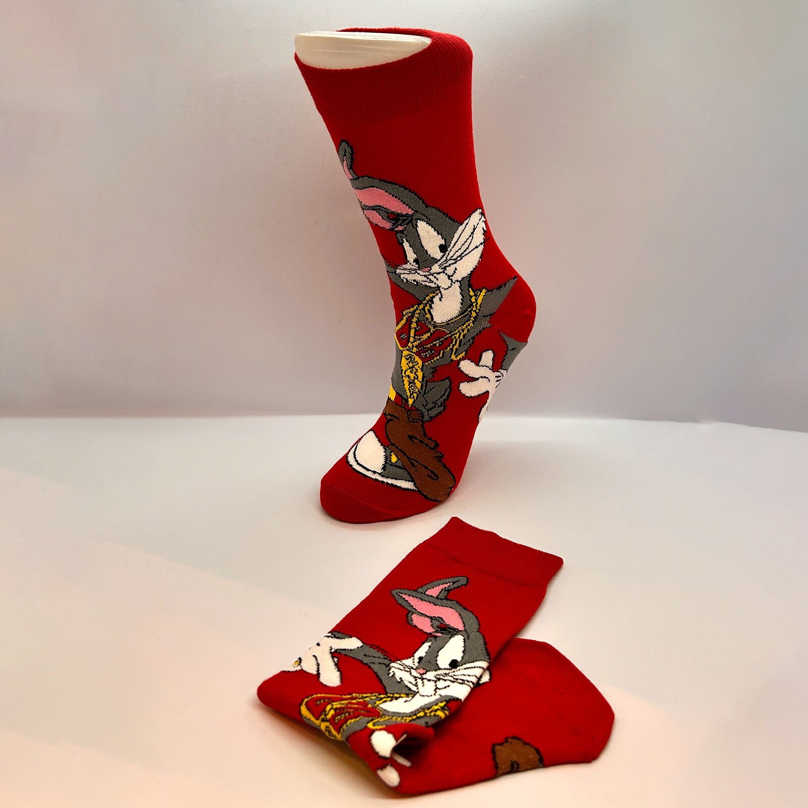 Bugs Bunny Desenli Unisex Çorap – Kırmızı
