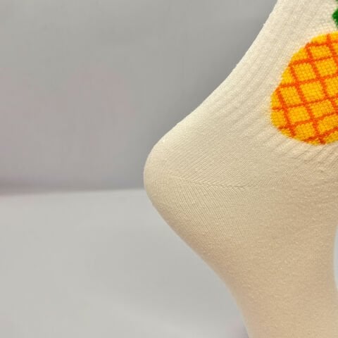 Ananas Desenli Soket Çorap – Beyaz