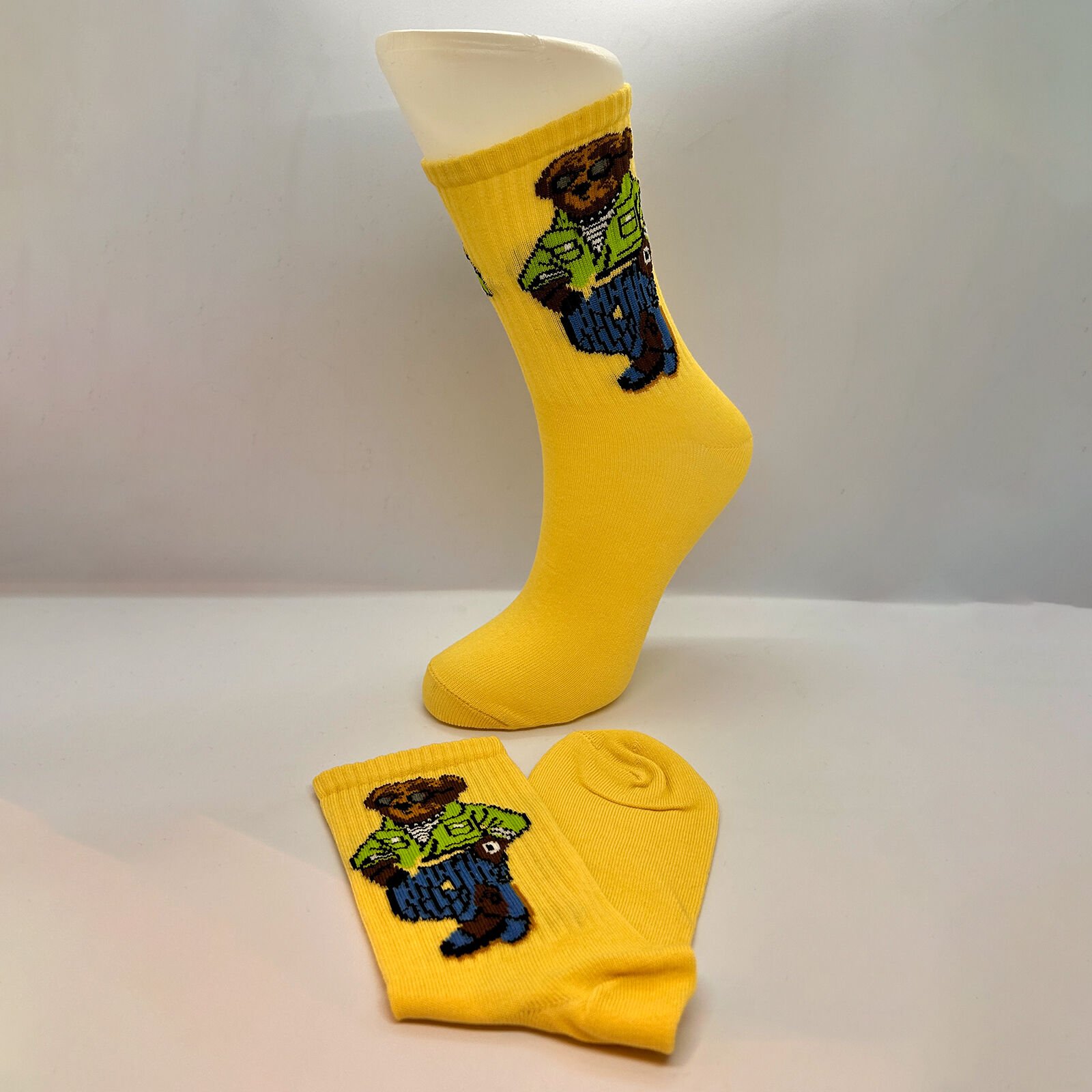 Ayı Desenli Soket Çorap – Sarı
