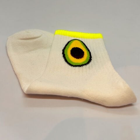 Avakado Desenli One Size Çorap – Beyaz