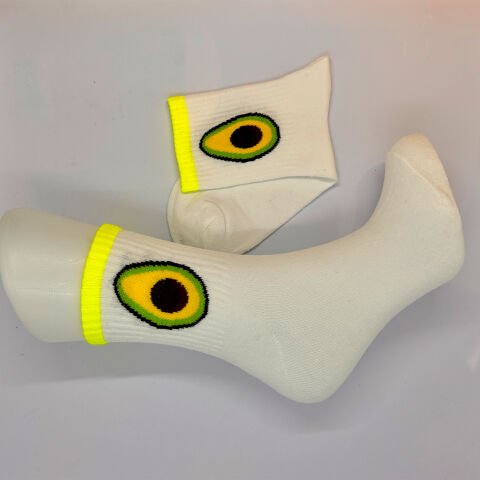 Avakado Desenli One Size Çorap – Beyaz