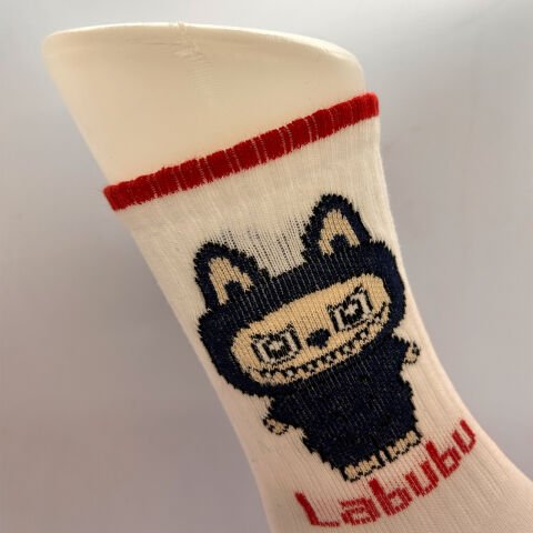 Labubu Karakterli Erkek Çocuk Çorabı – Beyaz