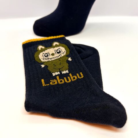 Labubu Karakterli Erkek Çocuk Çorabı – Lacivert