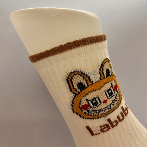 Labubu Karakterli Kız Çocuk Çorabı – Beyaz