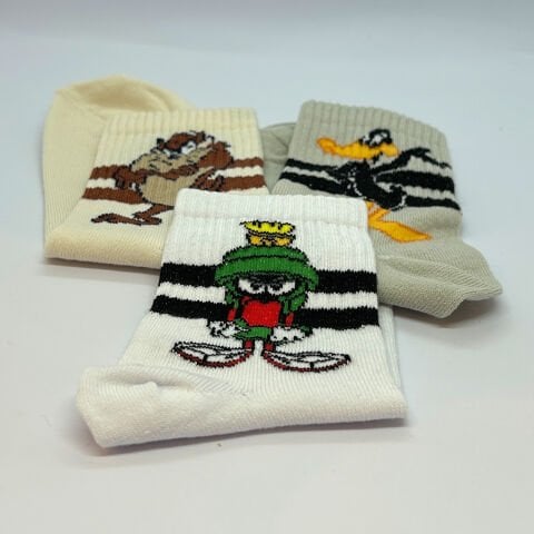 Çizgi Film Karakterli Unisex Çocuk Çorabı 3’lü Takımım