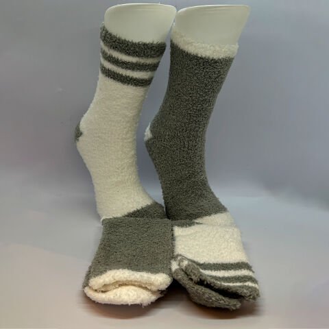Kışlık Bayan Renkli Peluş Yumuşak Ev Çorabı 2\'li Takım– Gri